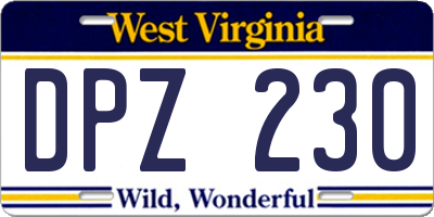 WV license plate DPZ230