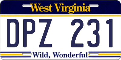 WV license plate DPZ231