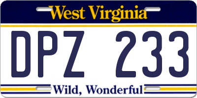 WV license plate DPZ233
