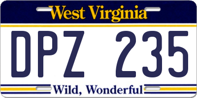 WV license plate DPZ235