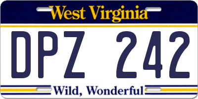 WV license plate DPZ242