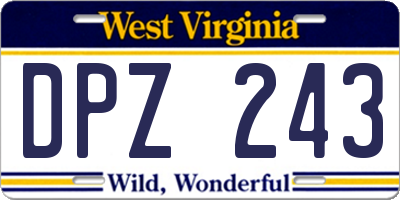 WV license plate DPZ243