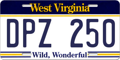 WV license plate DPZ250