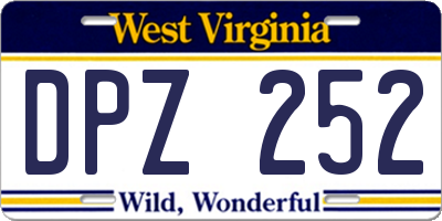 WV license plate DPZ252