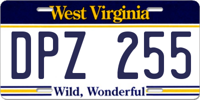 WV license plate DPZ255