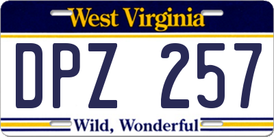 WV license plate DPZ257