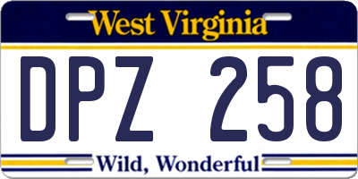 WV license plate DPZ258