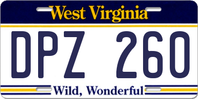 WV license plate DPZ260