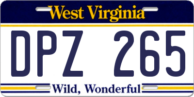 WV license plate DPZ265