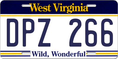 WV license plate DPZ266