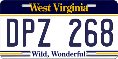 WV license plate DPZ268