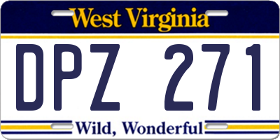 WV license plate DPZ271