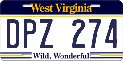 WV license plate DPZ274