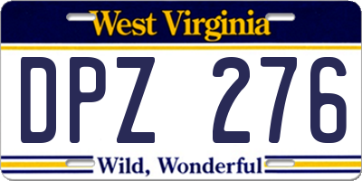 WV license plate DPZ276