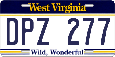 WV license plate DPZ277