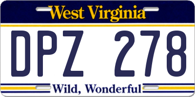 WV license plate DPZ278
