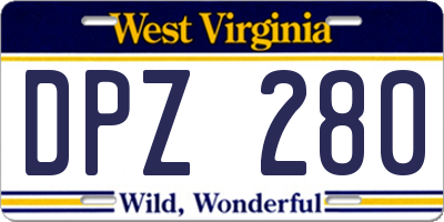 WV license plate DPZ280
