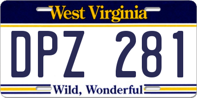 WV license plate DPZ281