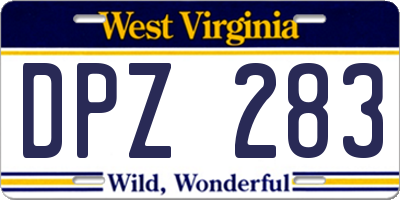 WV license plate DPZ283