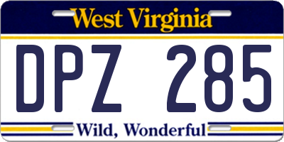 WV license plate DPZ285