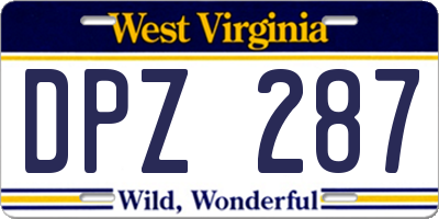 WV license plate DPZ287
