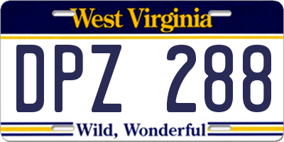 WV license plate DPZ288