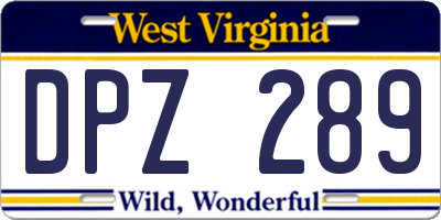 WV license plate DPZ289