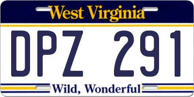 WV license plate DPZ291