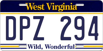 WV license plate DPZ294