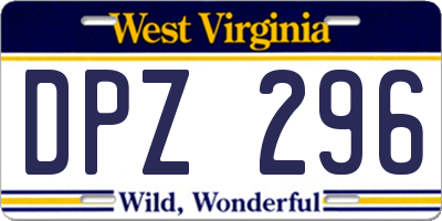 WV license plate DPZ296