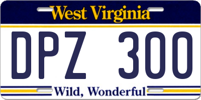 WV license plate DPZ300
