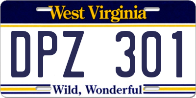 WV license plate DPZ301