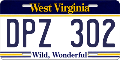 WV license plate DPZ302