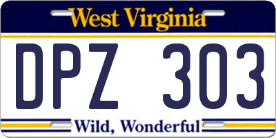 WV license plate DPZ303
