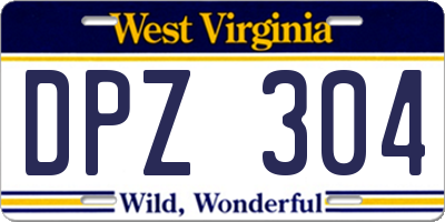 WV license plate DPZ304