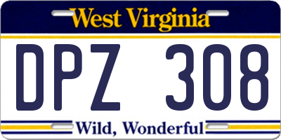 WV license plate DPZ308