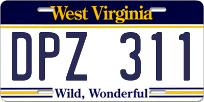 WV license plate DPZ311