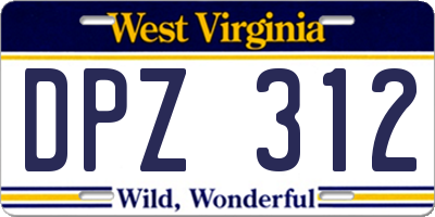 WV license plate DPZ312