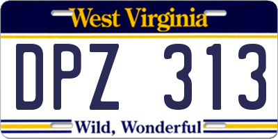 WV license plate DPZ313