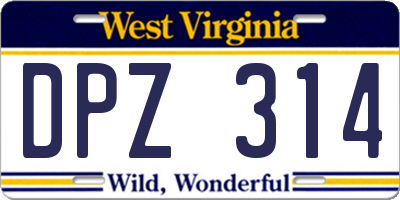 WV license plate DPZ314