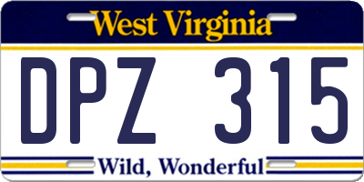 WV license plate DPZ315