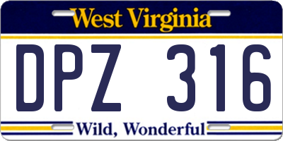 WV license plate DPZ316