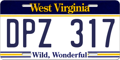 WV license plate DPZ317