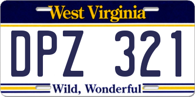 WV license plate DPZ321