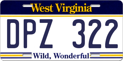 WV license plate DPZ322