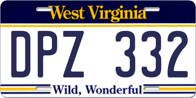 WV license plate DPZ332