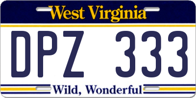 WV license plate DPZ333