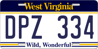 WV license plate DPZ334
