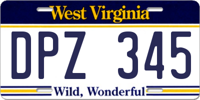 WV license plate DPZ345
