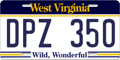 WV license plate DPZ350
